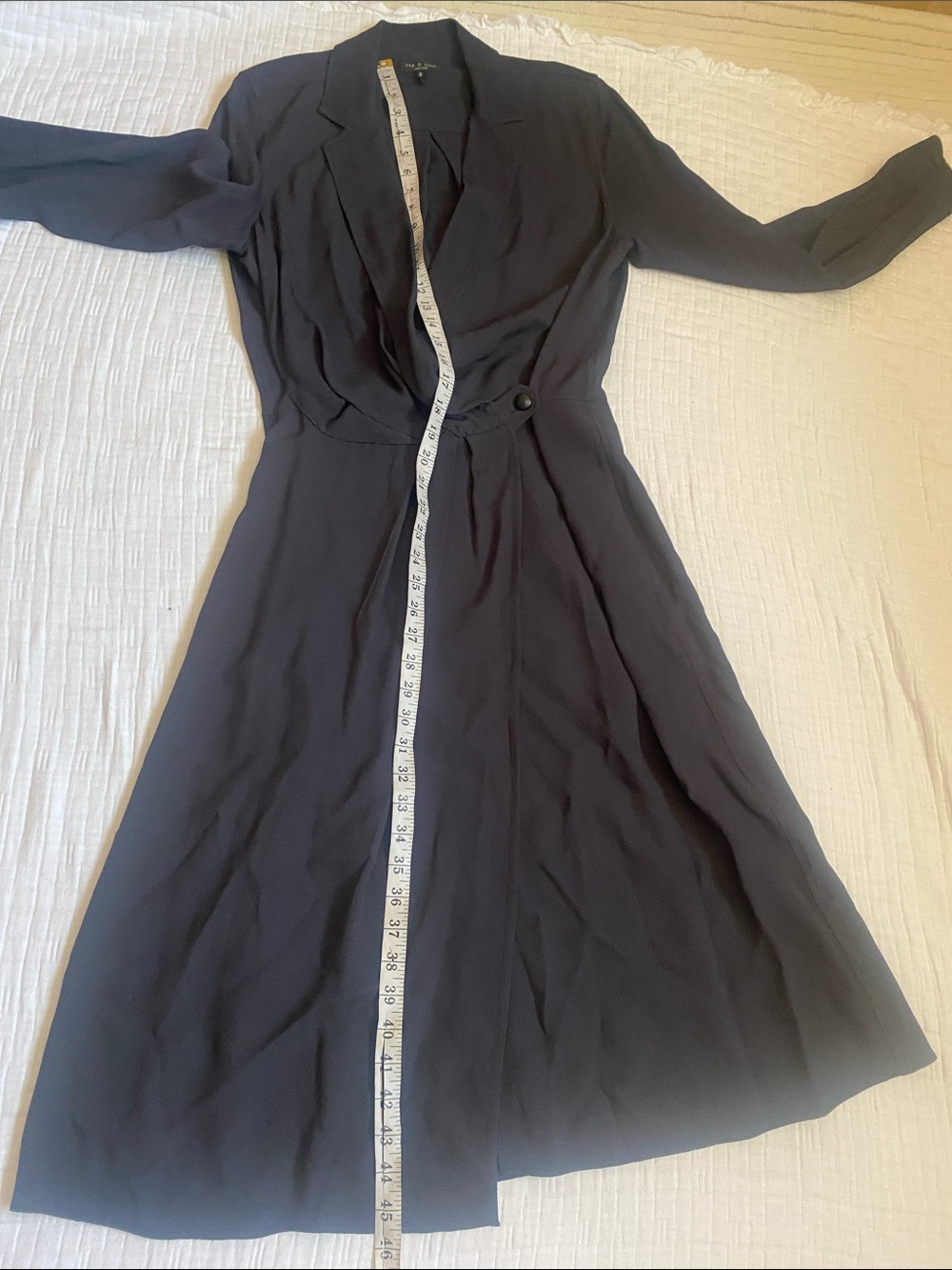 RAG BONE Women's Black 100% Viscose Long Sleeve Wrap Dress - Picture 13 of 15